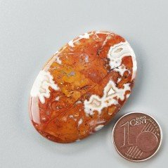 Agata Pennacchio Naturale Forma Ovale Piatto Cabochon Liscio Fatto a Mano 40X28X5mm 10,02gm 1pz