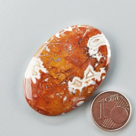Agata Pennacchio Naturale Forma Ovale Piatto Cabochon Liscio Fatto a Mano 40X28X5mm 10,02gm 1pz