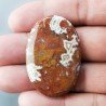 Agata Pennacchio Naturale Forma Ovale Piatto Cabochon Liscio Fatto a Mano 40X28X5mm 10,02gm 1pz