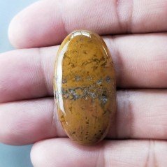 Agata Pennacchio Naturale Forma Ovale Piatto Cabochon Liscio Fatto a Mano 37X20X5mm 8,32gm 1pz