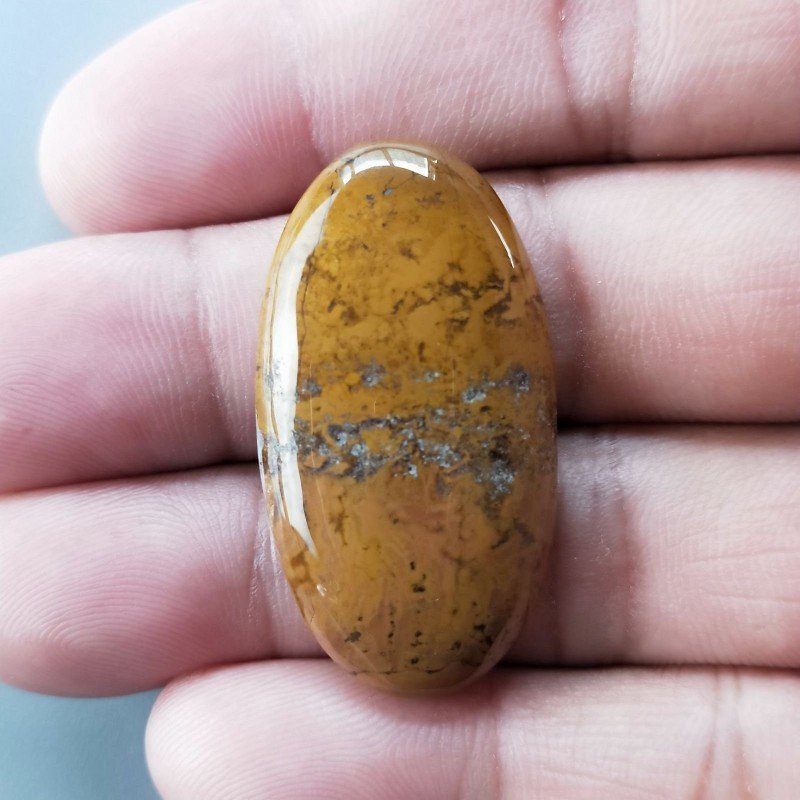 Agata Pennacchio Naturale Forma Ovale Piatto Cabochon Liscio Fatto a Mano 37X20X5mm 8,32gm 1pz