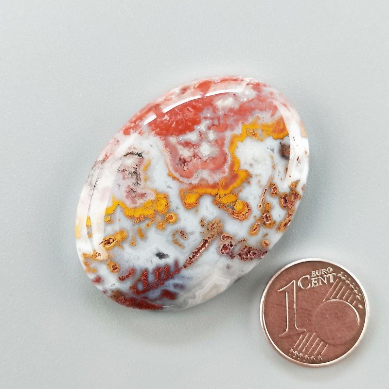 Agata Pennacchio Naturale Forma Ovale Piatto Cabochon Liscio Fatto a Mano 40X28X6mm 13,28gm 1pz