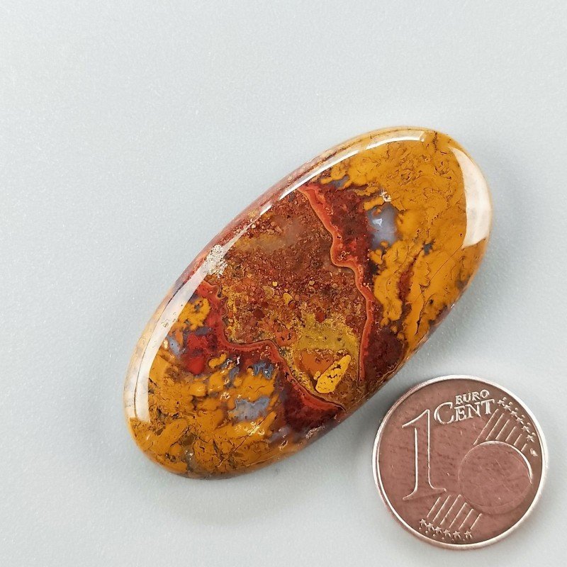 Agata Pennacchio Naturale Forma Ovale Piatto Cabochon Liscio Fatto a Mano 41X21X5mm 9,10gm 1pz
