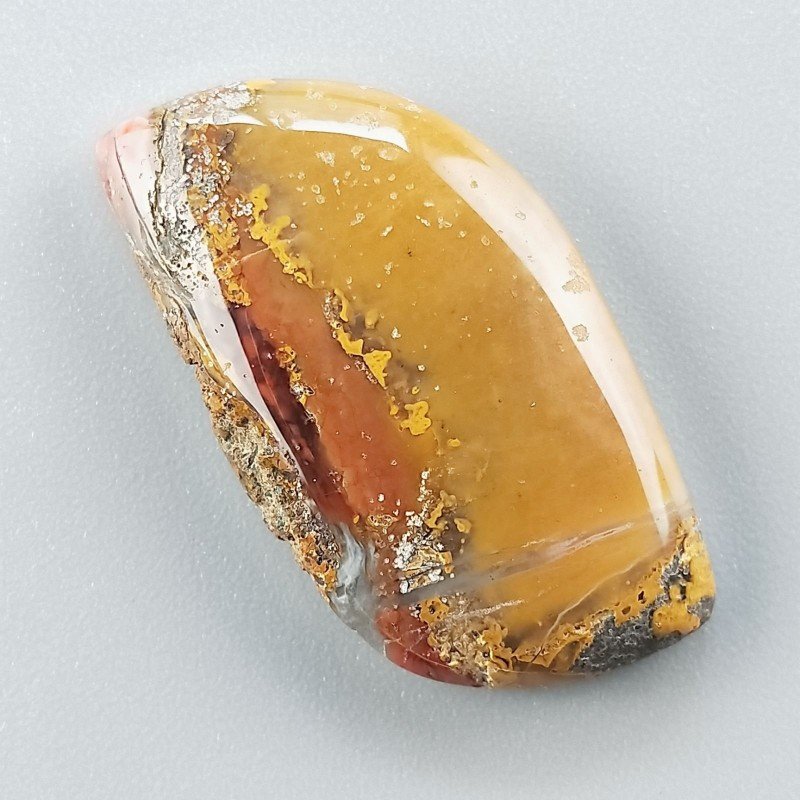 Agata Pennacchio Naturale Forma Fantasia Piatto Cabochon Liscio Fatto a Mano 34X17X5mm 5,16gm 1pz