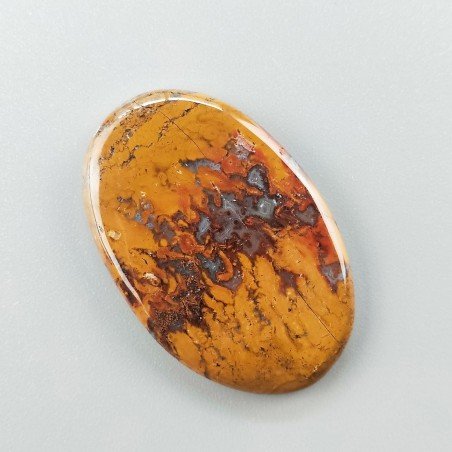 Agata Pennacchio Naturale Forma Ovale Piatto Cabochon Liscio Fatto a Mano 40X26X4mm 8,39gm 1pz