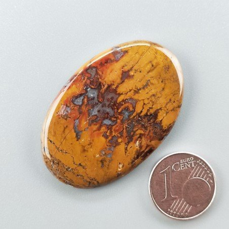 Agata Pennacchio Naturale Forma Ovale Piatto Cabochon Liscio Fatto a Mano 40X26X4mm 8,39gm 1pz