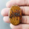 Agata Pennacchio Naturale Forma Ovale Piatto Cabochon Liscio Fatto a Mano 40X26X4mm 8,39gm 1pz
