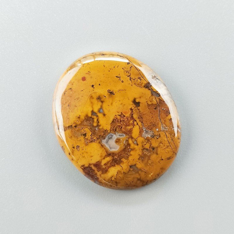 Agata Pennacchio Naturale Forma Ovale Piatto Cabochon Liscio Fatto a Mano 32X27X4mm 7,45gm 1pz