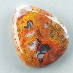 Agata Pennacchio Naturale Forma Goccia Piatto Cabochon Liscio Fatto a Mano 24X20X5mm 4,40gm 1pz