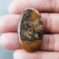 Agata Pennacchio Naturale Forma Ovale Piatto Cabochon Liscio Fatto a Mano 39X22X5mm 7,85gm 1pz