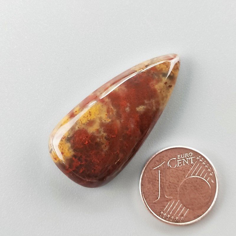 Agata Pennacchio Naturale Forma Goccia Piatto Cabochon Liscio Fatto a Mano 33X15X6mm 5,30gm 1pz