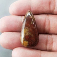 Agata Pennacchio Naturale Forma Goccia Piatto Cabochon Liscio Fatto a Mano 33X15X6mm 5,30gm 1pz