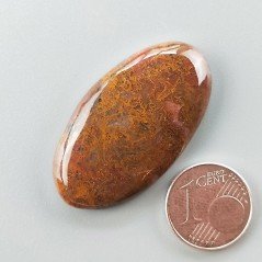 Agata Pennacchio Naturale Forma Ovale Piatto Cabochon Liscio Fatto a Mano 37X20X5mm 7,19gm 1pz