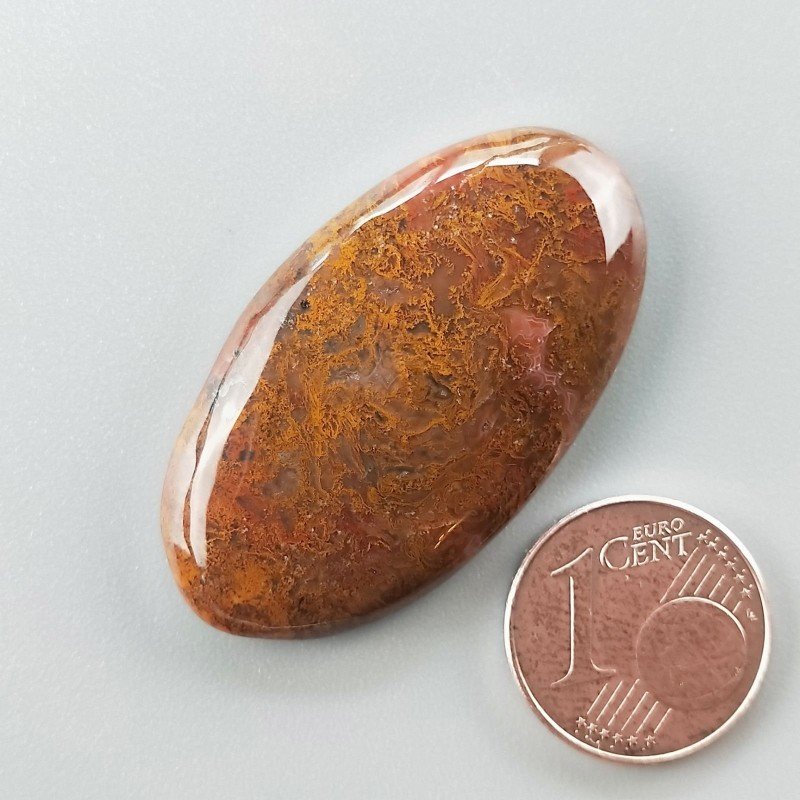 Agata Pennacchio Naturale Forma Ovale Piatto Cabochon Liscio Fatto a Mano 37X20X5mm 7,19gm 1pz