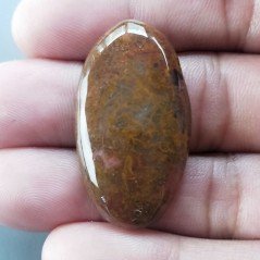 Agata Pennacchio Naturale Forma Ovale Piatto Cabochon Liscio Fatto a Mano 37X20X5mm 7,19gm 1pz