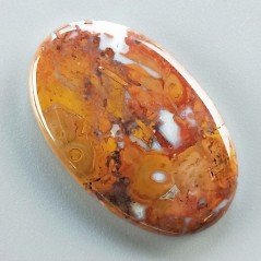Agata Pennacchio Naturale Forma Ovale Piatto Cabochon Liscio Fatto a Mano 35X22X4mm 6,52gm 1pz