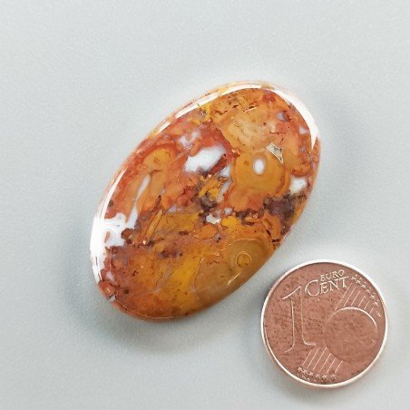 Agata Pennacchio Naturale Forma Ovale Piatto Cabochon Liscio Fatto a Mano 35X22X4mm 6,52gm 1pz