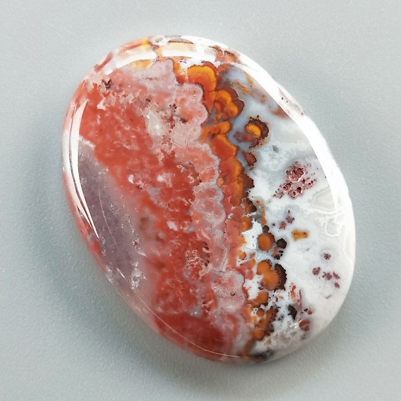 Agata Pennacchio Naturale Forma Ovale Piatto Cabochon Liscio Fatto a Mano 40X29X5mm 12,15gm 1pz