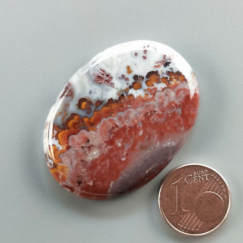 Agata Pennacchio Naturale Forma Ovale Piatto Cabochon Liscio Fatto a Mano 40X29X5mm 12,15gm 1pz