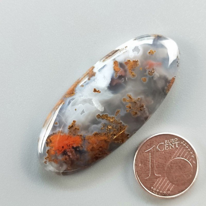 Agata Pennacchio Naturale Forma Ovale Piatto Cabochon Liscio Fatto a Mano 44X19X5mm 8,51gm 1pz