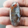 Agata Pennacchio Naturale Forma Ovale Piatto Cabochon Liscio Fatto a Mano 44X19X5mm 8,51gm 1pz