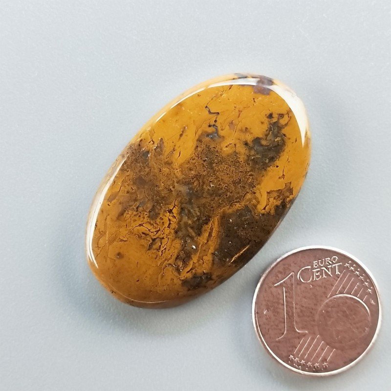 Agata Pennacchio Naturale Forma Ovale Piatto Cabochon Liscio Fatto a Mano 33X20X4mm 6,59gm 1pz