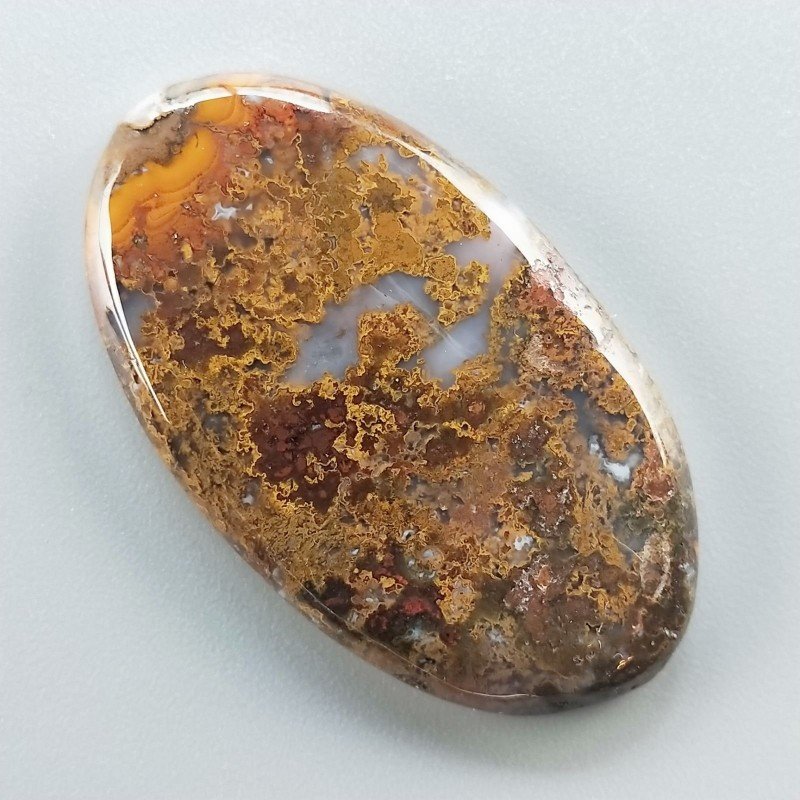 Agata Pennacchio Naturale Forma Ovale Piatto Cabochon Liscio Fatto a Mano 43X25X4mm 9,37gm 1pz