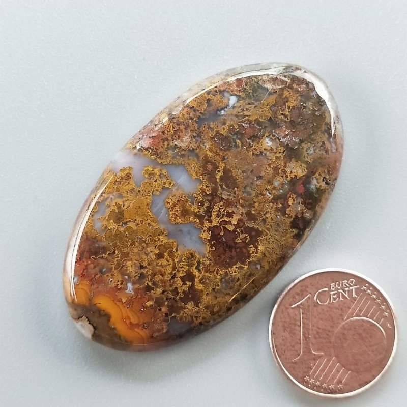 Agata Pennacchio Naturale Forma Ovale Piatto Cabochon Liscio Fatto a Mano 43X25X4mm 9,37gm 1pz
