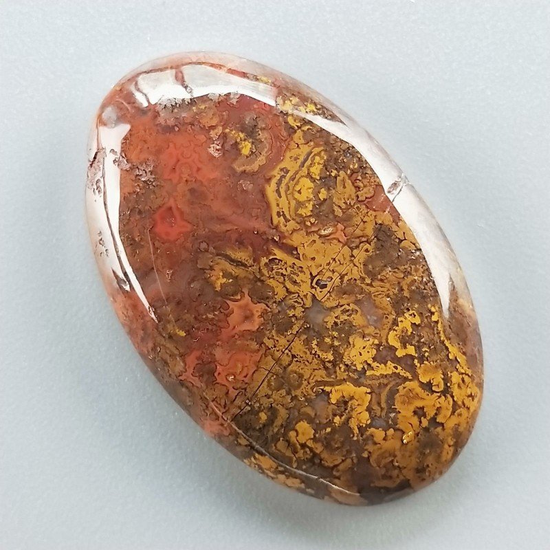 Agata Pennacchio Naturale Forma Ovale Piatto Cabochon Liscio Fatto a Mano 33X21X5mm 6,81gm 1pz