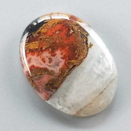 Agata Pennacchio Naturale Forma Ovale Piatto Cabochon Liscio Fatto a Mano 33X24X5mm 8,56gm 1pz