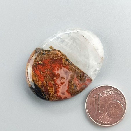 Agata Pennacchio Naturale Forma Ovale Piatto Cabochon Liscio Fatto a Mano 33X24X5mm 8,56gm 1pz