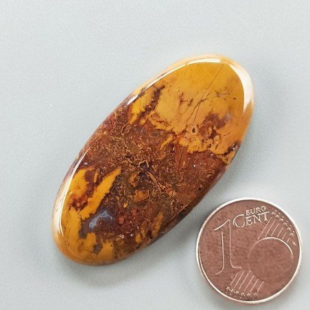 Agata Pennacchio Naturale Forma Ovale Piatto Cabochon Liscio Fatto a Mano 39X19X4mm 6,08gm 1pz