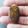 Agata Pennacchio Naturale Forma Ovale Piatto Cabochon Liscio Fatto a Mano 18X33X5mm 6,24gm 1pz