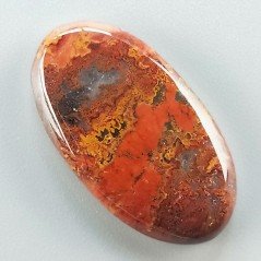 Agata Pennacchio Naturale Forma Ovale Piatto Cabochon Liscio Fatto a Mano 35X19X5mm 6,70gm 1pz