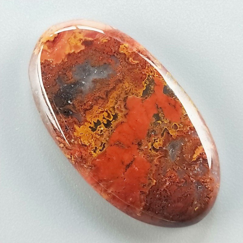 Agata Pennacchio Naturale Forma Ovale Piatto Cabochon Liscio Fatto a Mano 35X19X5mm 6,70gm 1pz