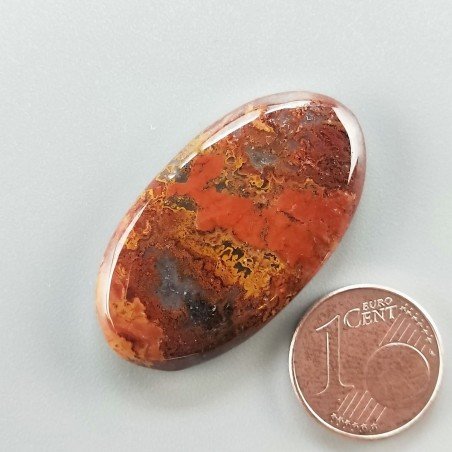Agata Pennacchio Naturale Forma Ovale Piatto Cabochon Liscio Fatto a Mano 35X19X5mm 6,70gm 1pz