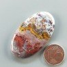 Agata Pennacchio Naturale Forma Ovale Piatto Cabochon Liscio Fatto a Mano 41X23X5mm 9,81gm 1pz