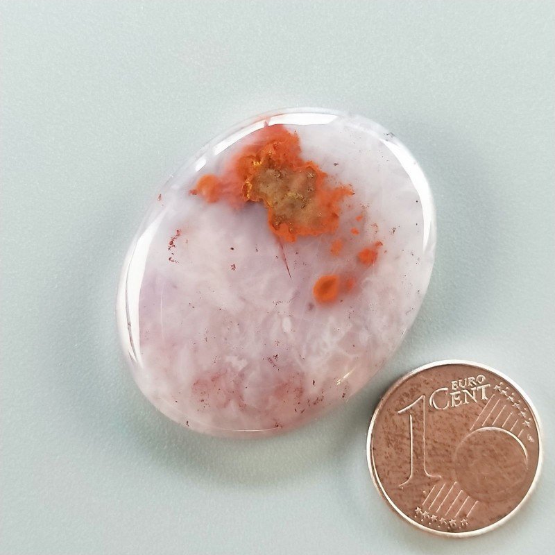 Agata Pennacchio Naturale Forma Ovale Piatto Cabochon Liscio Fatto a Mano 32X25X5mm 8,79gm 1pz