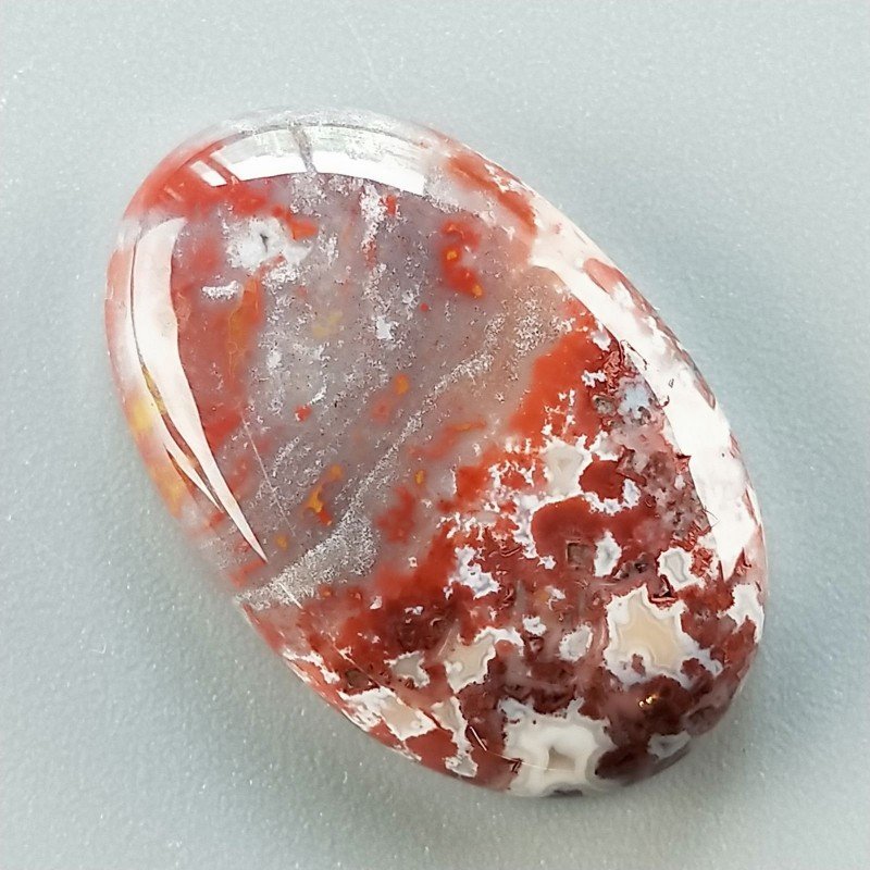 Agata Pennacchio Naturale Forma Ovale Piatto Cabochon Liscio Fatto a Mano 27X18X5mm 5,23gm 1pz