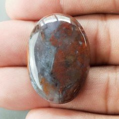 Agata Pennacchio Naturale Forma Ovale Piatto Cabochon Liscio Fatto a Mano 30X21X5mm 6,19gm 1pz