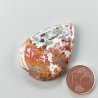 Agata Pennacchio Naturale Forma Goccia Piatto Cabochon Liscio Fatto a Mano 37X27X5mm 8,60gm 1pz