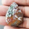 Agata Pennacchio Naturale Forma Goccia Piatto Cabochon Liscio Fatto a Mano 37X27X5mm 8,60gm 1pz
