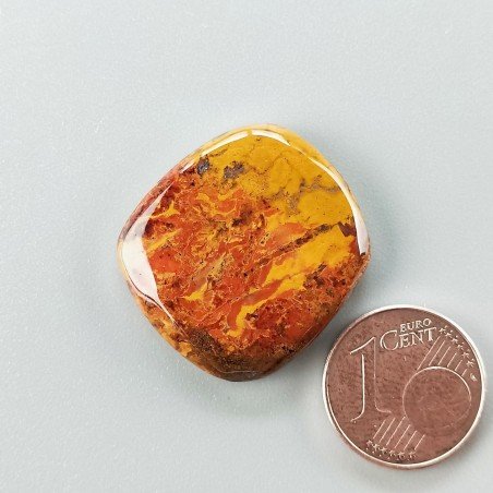Agata Pennacchio Naturale Forma Cuscino Piatto Cabochon Liscio Fatto a Mano 24X22X4mm 4,90gm 1pz