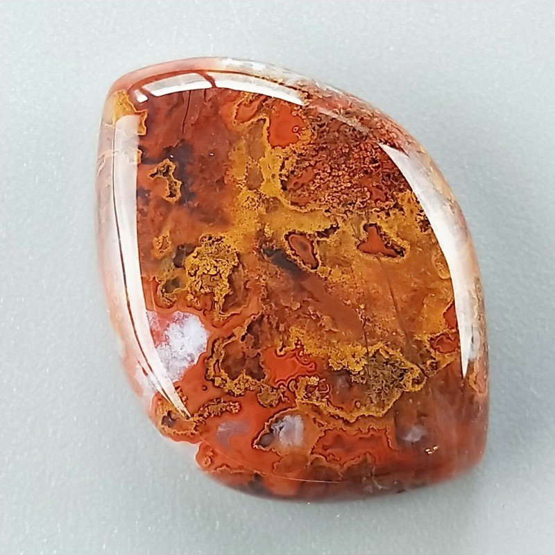Agata Pennacchio Naturale Forma Fantasia Piatto Cabochon Liscio Fatto a Mano 25X18X6mm 4,65gm 1pz