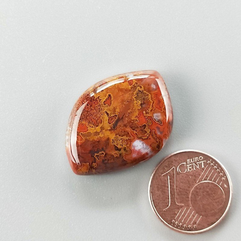 Agata Pennacchio Naturale Forma Fantasia Piatto Cabochon Liscio Fatto a Mano 25X18X6mm 4,65gm 1pz