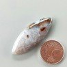 Agata Pennacchio Naturale Forma Marquise Piatto Cabochon Liscio Fatto a Mano 35X13X5mm 4,28gm 1pz