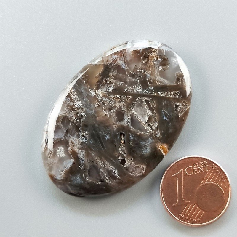 Agata Legno Turchia Naturale Forma Ovale Piatto Cabochon Liscio Fatto a Mano 42X28X5mm 10,10gm 1pz