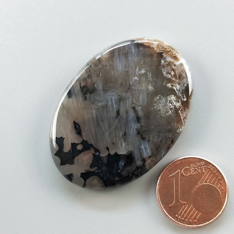 Agata Legno Turchia Naturale Forma Ovale Piatto Cabochon Liscio Fatto a Mano 39X28X5mm 10,00gm 1pz