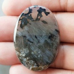 Agata Legno Turchia Naturale Forma Ovale Piatto Cabochon Liscio Fatto a Mano 39X28X5mm 10,00gm 1pz