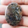 Agata Legno Turchia Naturale Forma Ovale Piatto Cabochon Liscio Fatto a Mano 37X28X4mm 8,10gm 1pz